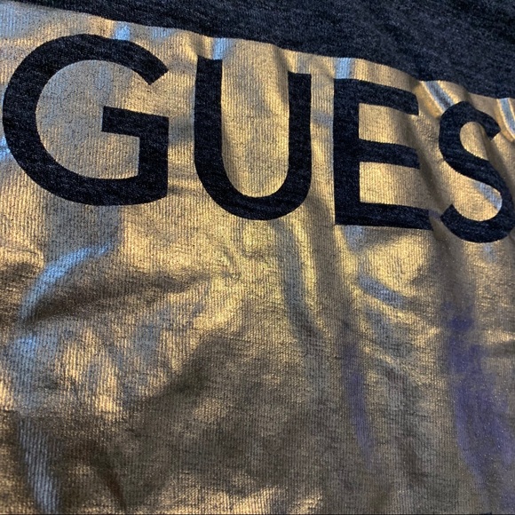 GUESS🔻 Boxy Fit Grey and Gold Foil Logo Tee - Picture 2 of 4